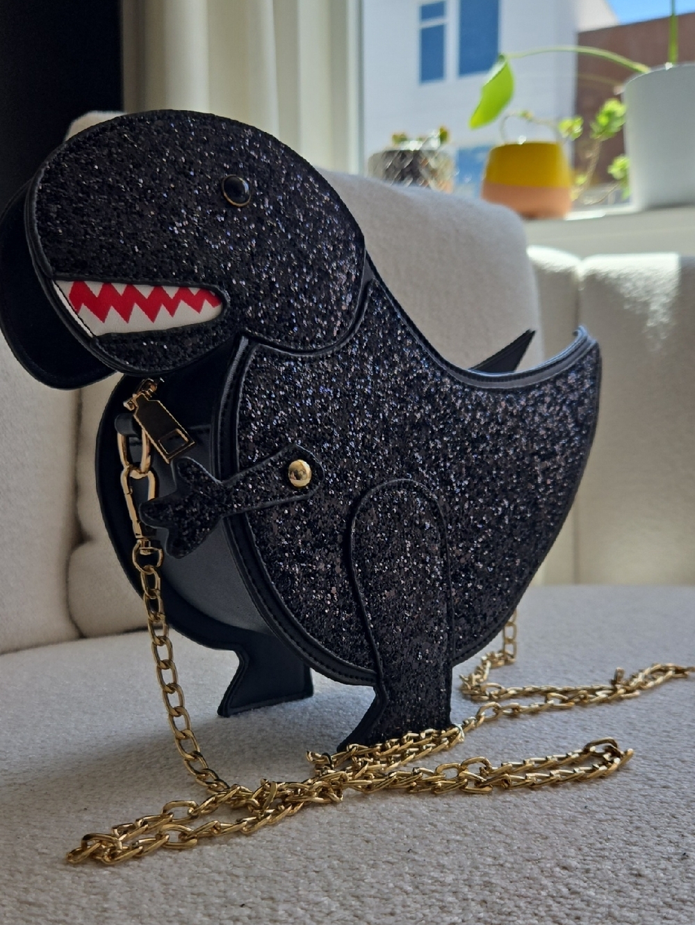 Black Glitter Dinosaur Crossbody